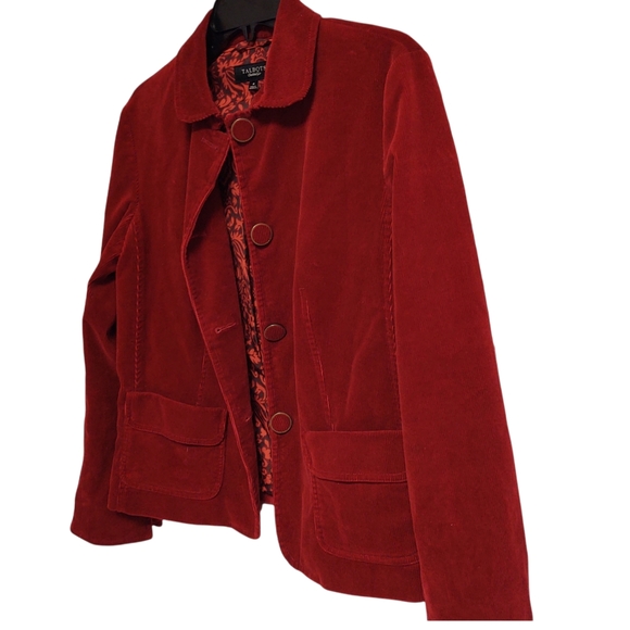 Talbots bright red corduroy button down blazer jacket - Picture 2 of 7